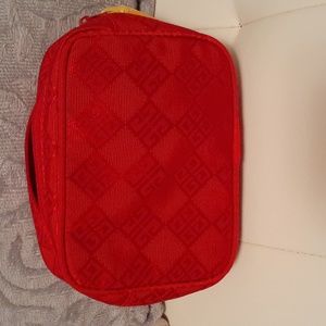 Vtg. Red Givenchy Logo Cosmetics Bag